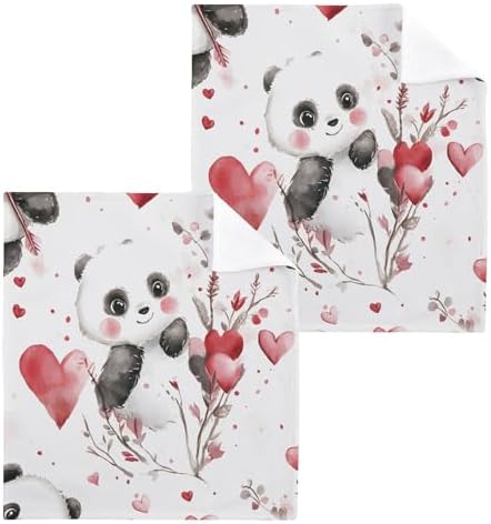 FUGIDO Valentines Day Panda Washcloth Set - Premium Soft 2-12_pack