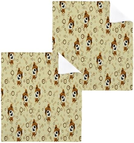 Yegame Dog Paw 2-Piece Washcloth Set 12x12 Pure Cotton