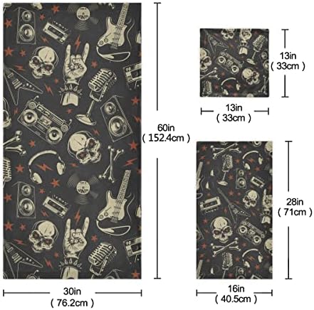 DOMIKING Skull Bath Towel Set of 3