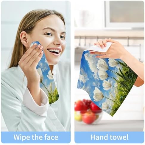Qilmy White Tulip Face Towels