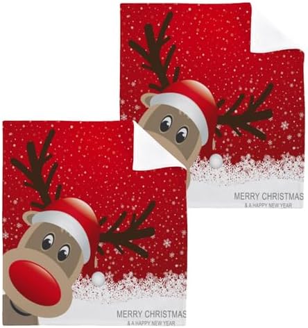 Christmas Reindeer Washcloth Set 2-Pack Limited-Time Offer Free Shipping