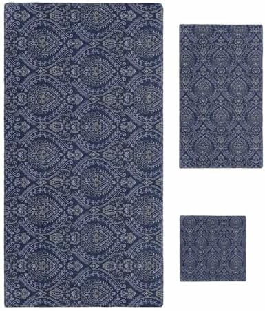 Navy Mandala Paisley Bathroom Towel Set