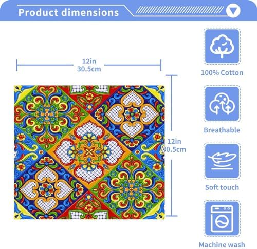 Kigai Mexican Talavera Tile Washcloth Set