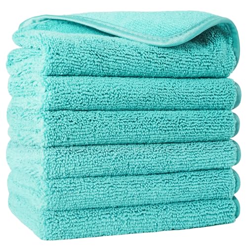 Pure Microfiber Washcloth Set Face and Body 13x13 in Lint Free Premium Quality