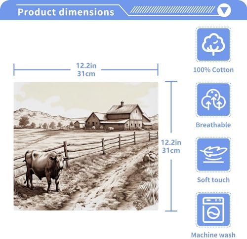 Cows in Countryside Washcloth Set 12x12