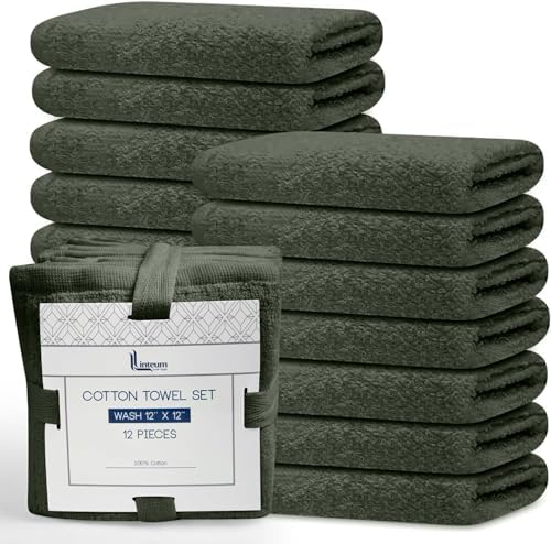 12x12 Premium Washcloth Set Zero Twist 100 Ring Spun Cotton Army Green