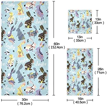 DOMIKING Easter Bunny Bath Towels Set for Hair Face Body