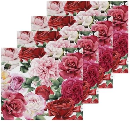 Xigua Roses Floral Pattern Washcloths Set