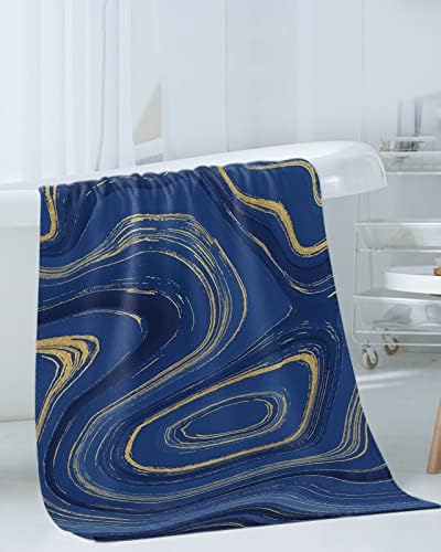 Marble Blue Bath Towels Set - Luxurious Soft Microfiber for Home Gym