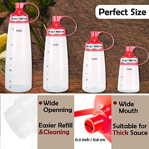 SUJUDE Condiment Squeeze Bottles 6oz Red - Easy Use