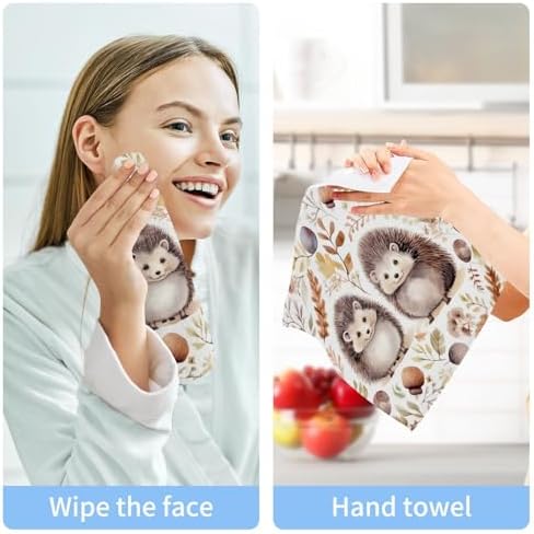 Kigai Cute Hedgehog Washcloth Set 2-12x12 Pure Cotton Soft Absorbent_homekitchenbath