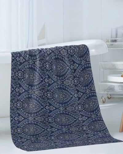 Navy Mandala Paisley Bathroom Towel Set