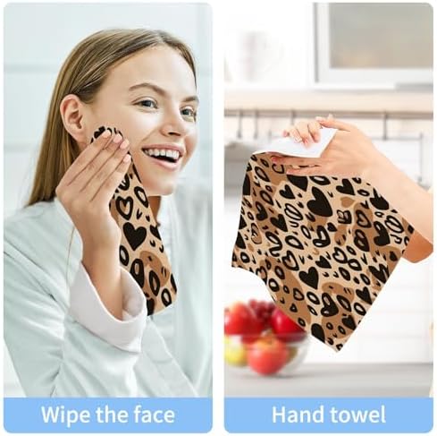 Leopard Heart 12x12 Soft Cotton Washcloths Set