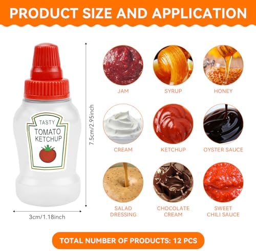 12-Piece Expandable Ketchup Bottle Set for Bento Boxes