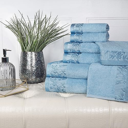 Luxurious Cotton 8-Piece Towel Set with Fresh Floral Design