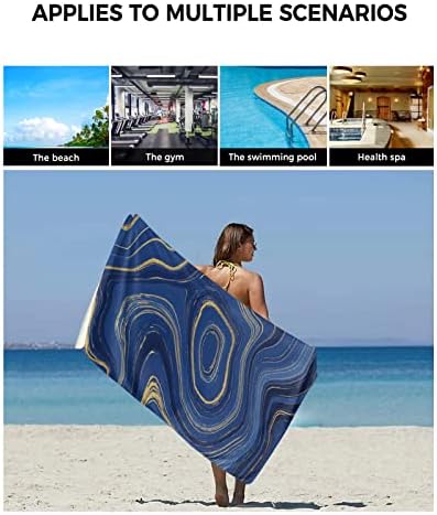Marble Blue Bath Towels Set - Luxurious Soft Microfiber for Home Gym