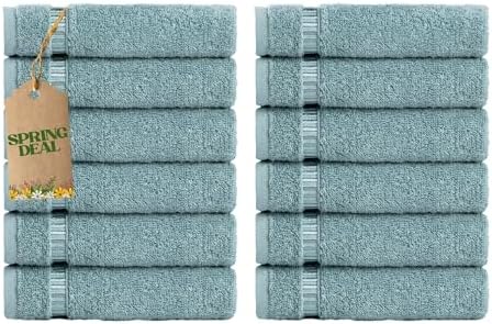 Luxury Cotton Washcloths 13x13 Soft Quick-Dry Turkish Cotton Towels Meadow Green