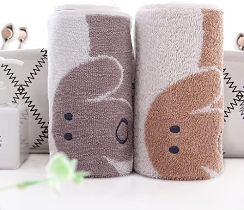 Kissvian 2 Pack Pure Cotton Hand Bath Towel Set with Cartoon Dog Pattern