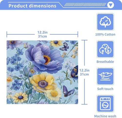 Xigua Beautiful Floral Pattern Washcloths Set of 2 1