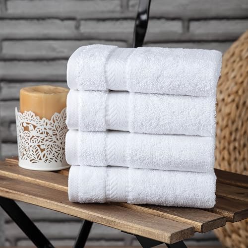 TEXTILOM Washcloths Set of 4 - 13x13 Inches White