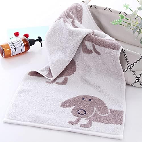 Kissvian 2 Pack Pure Cotton Hand Bath Towel Set with Cartoon Dog Pattern