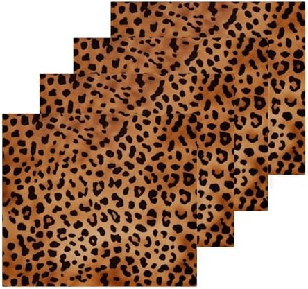 Leopard Print Washcloth 2-Pack Soft Cotton for Bathroom Gym Spa Hotel