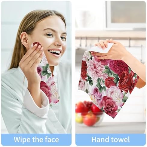 Xigua Roses Floral Pattern Washcloths Set