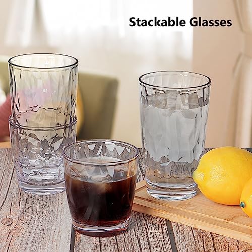 Topsky Reusable Plastic Cups Shatter-Proof Unbreakable Tumblers 10-16 oz