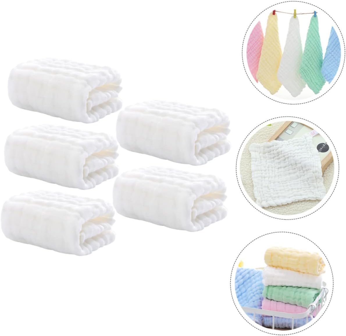 5pcs Muslin Washcloths for Newborns Soft Durable Absorbent