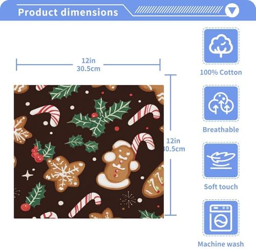 Kigai Christmas Cookie Washcloth Set Soft Absorbent Stylish for Home Travel