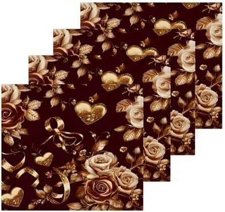 Xigua Gold Hearts Washcloths Set of 2 12x12 Inch