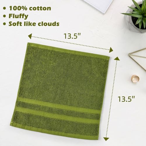 Luxurious 100 Cotton Washcloths Ultra Soft Absorbent Moss Green