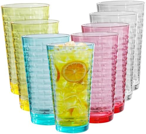 8 Pack Star Embossed BPA-Free Tumblers 22oz Reusable Stackable