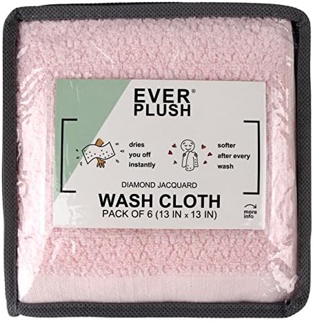 Everplush Diamond Jacquard Washcloths Rose Pink 6 Count