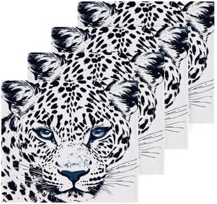 Pure White Leopard Print Washcloths 4-Pack