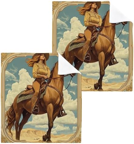 Xigua Beautiful Cowgirl Washcloth Set