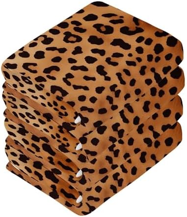 Leopard Print Washcloth 2-Pack Soft Cotton for Bathroom Gym Spa Hotel