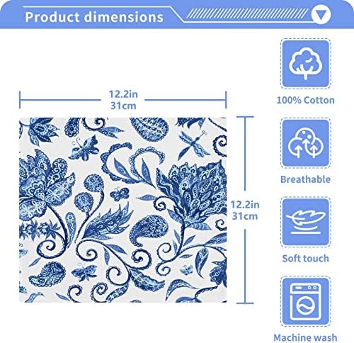 WELLDAY Blue White Floral Washcloths 2 Pack