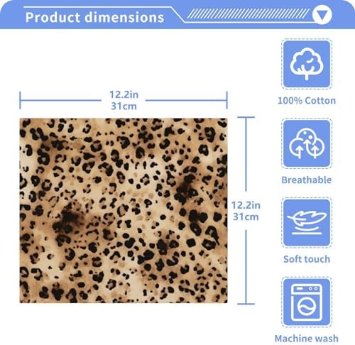 Pure Cotton Leopard Print Reusable Absorbent Face Towels Set - 2-Pack