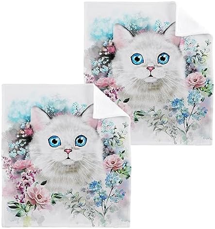 Cute Soft 12-inch Cotton Cat Towels for Home Travel