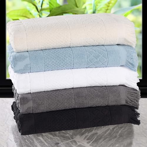 12 Set Cotton Geometric Jacquard Face Towels Eco-Friendly Machine Washable