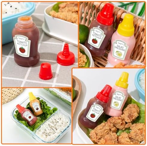12-Piece Expandable Ketchup Bottle Set for Bento Boxes