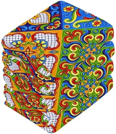 Kigai Mexican Talavera Tile Washcloth Set