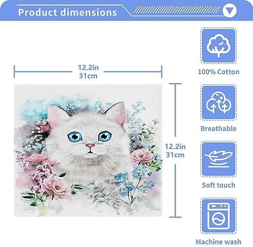 Cute Soft 12-inch Cotton Cat Towels for Home Travel