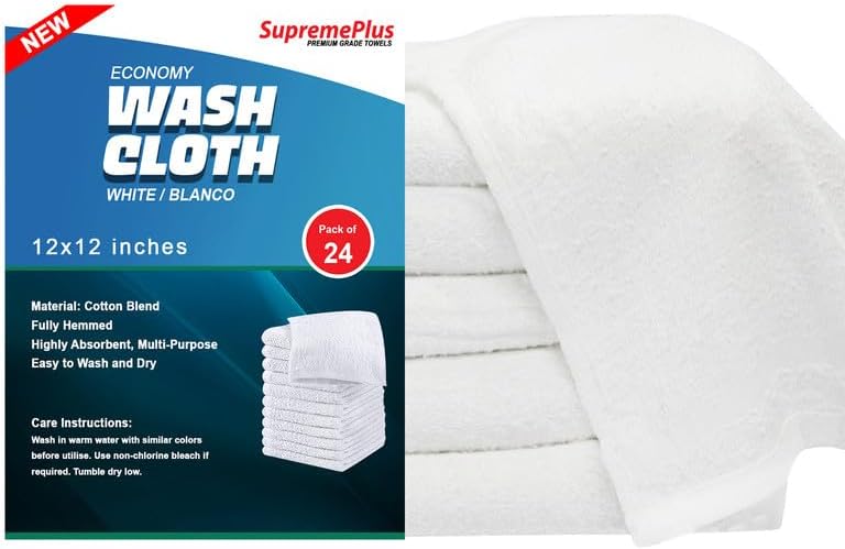 12x12 Wash Cloths Durable Soft Absorbent