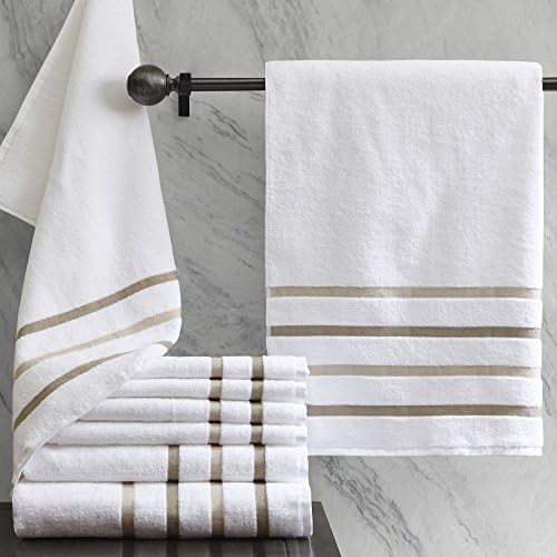 Comfort Spaces Cotton 8 Piece Bath Towel Set Striped