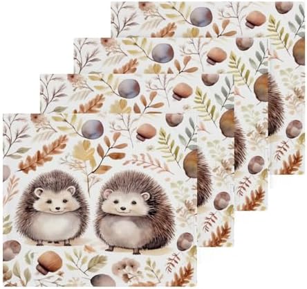 Kigai Cute Hedgehog Washcloth Set 2-12x12 Pure Cotton Soft Absorbent_homekitchenbath