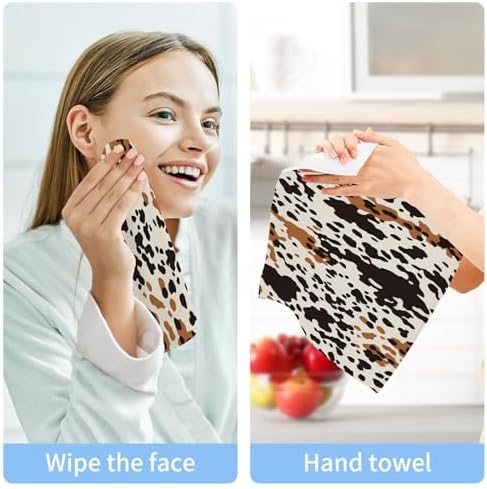 Natural Softness Brown Cow Print Washcloth for Face Hand