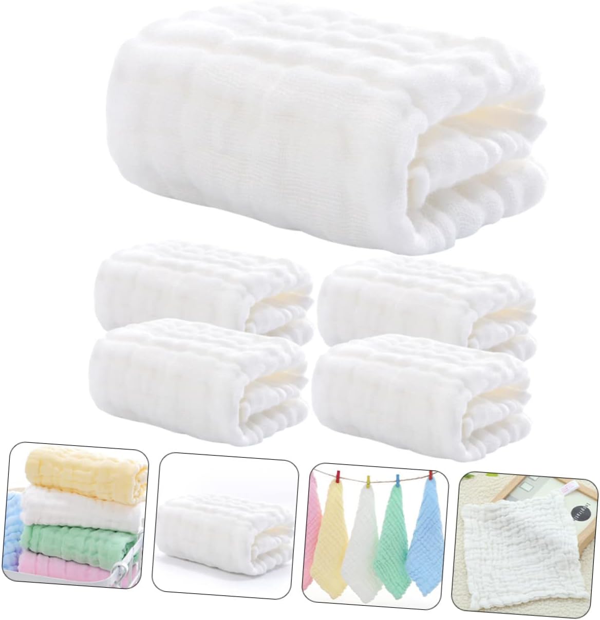 5pcs Muslin Washcloths for Newborns Soft Durable Absorbent
