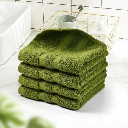 Luxurious 100 Cotton Washcloths Ultra Soft Absorbent Moss Green
